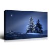 Framed Canvas Wall Art Decor Painting For Chrismas, Lighted Pine Tree at Night Chrismas Gift Painting For Chrismas Gift, Decoration For Chrismas Eve O