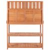 TOPMAX 65" Large Wooden Farmhouse Rustic Outdoor Potting Bench Table, Patio Workstation, Garden Potting Bench with 4 Storage Shelves and Side Hook,Nat