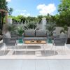 K&K 4-Piece Boho Rope Patio Furniture Set, Outdoor Furniture with Acacia Wood Table, Patio Conversation Set with Deep Seating & Thick Cushion for Back