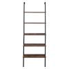 Industrial Wall Mounted Bookcase 5-Tier Open Ladder Shelf Bookshelf with Metal Frame, 23.6" L x 11.8" W x 70.9" H