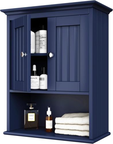 Bathroom Wood Wall Cabinet, Medicine Cabinet Storage with Doors and Adjustable Shelf, Rustic Wall Mounted, Storage Cabinets