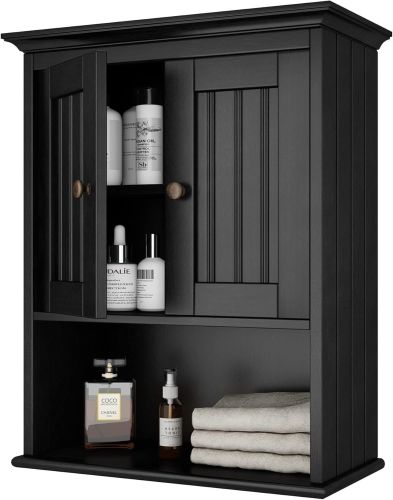 Bathroom Wood Wall Cabinet, Medicine Cabinet Storage with Doors and Adjustable Shelf, Rustic Wall Mounted, Storage Cabinets