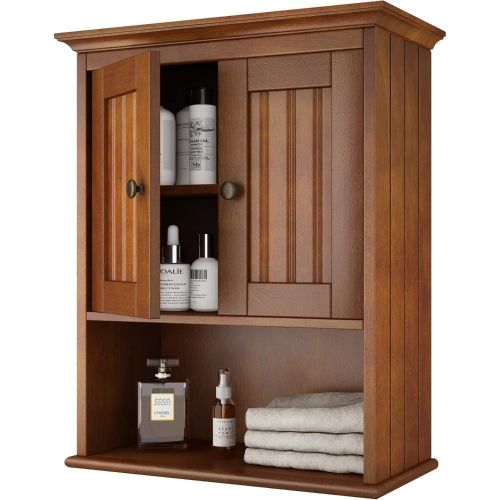 Bathroom Wood Wall Cabinet, Medicine Cabinet Storage with Doors and Adjustable Shelf, Rustic Wall Mounted, Storage Cabinets